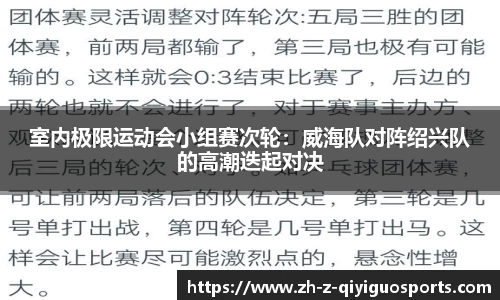 室内极限运动会小组赛次轮：威海队对阵绍兴队的高潮迭起对决